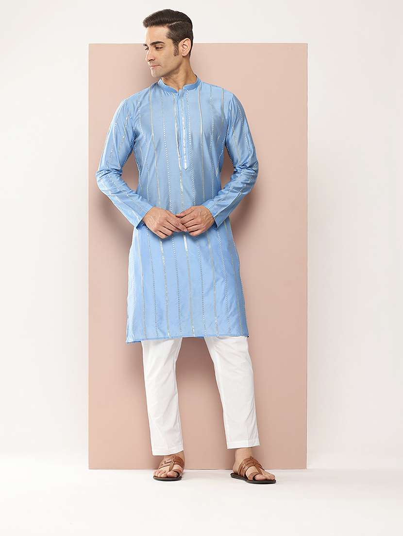 men mandarin neck long sleeve kurta