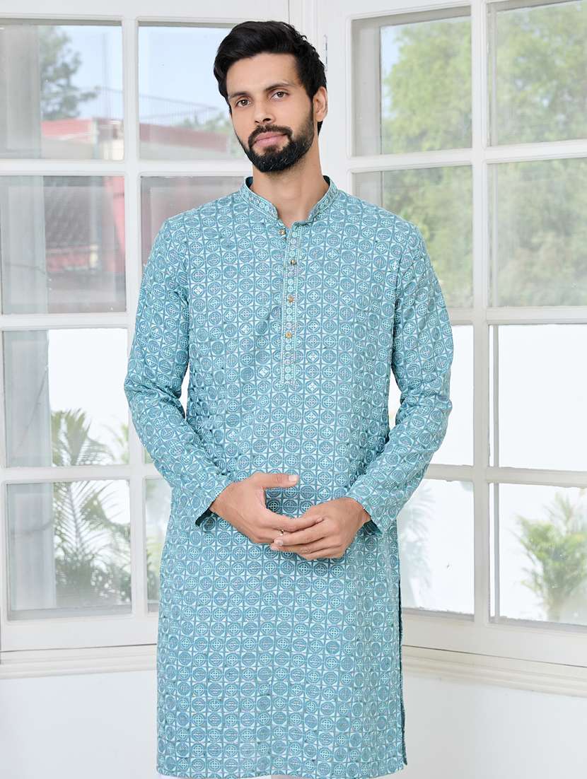 men mandarin neck long sleeve kurta - 22392392 -  Standard Image - 5