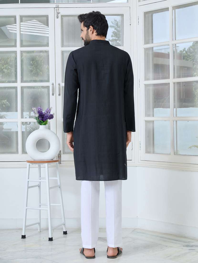 men mandarin neck long sleeve kurta - 22392399 -  Standard Image - 5