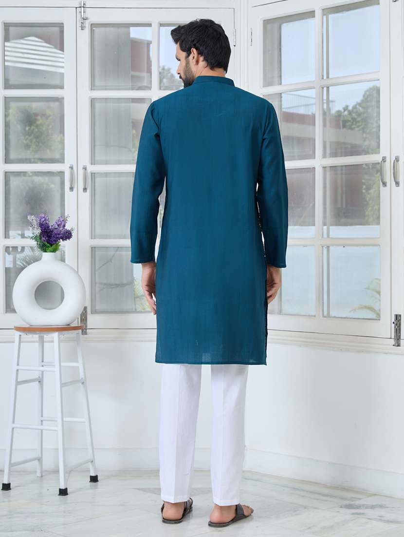 Men Mandarin Neck Long Sleeve Kurta - 22392400 -  Standard Image - 5