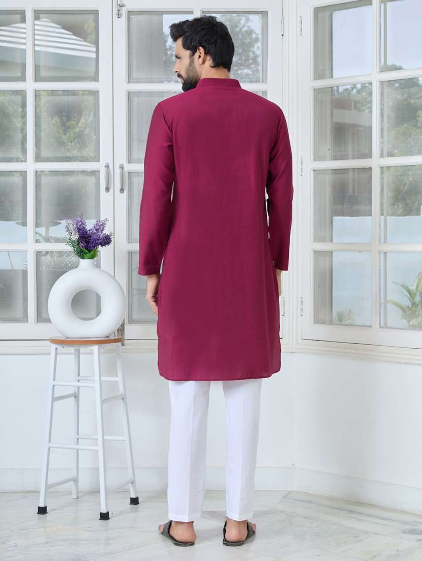 men mandarin neck long sleeve kurta - 22392401 -  Standard Image - 5