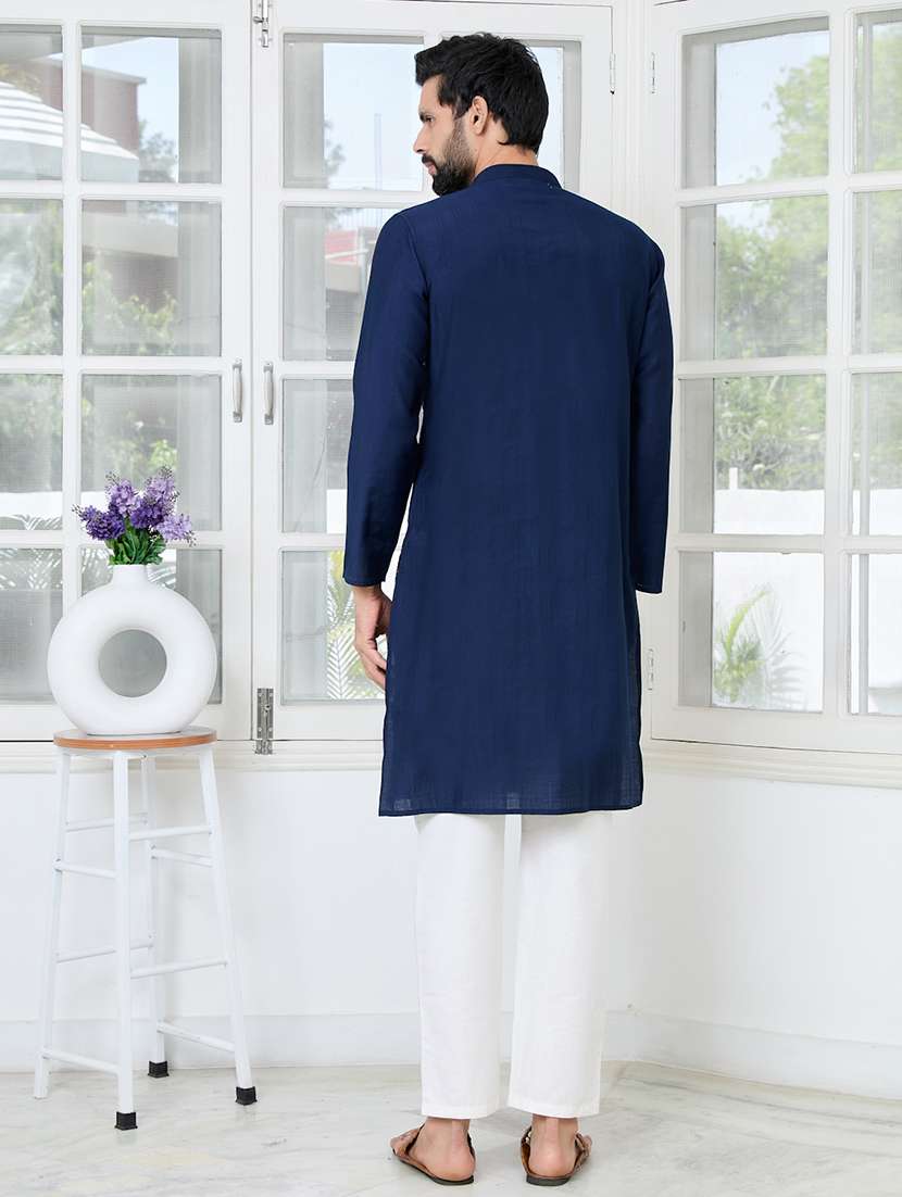 men mandarin neck long sleeve kurta - 22392402 -  Standard Image - 5