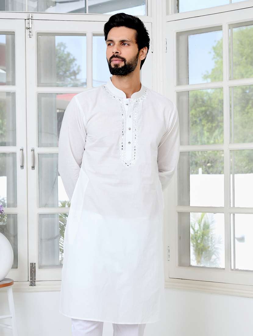 men mandarin neck long sleeve kurta