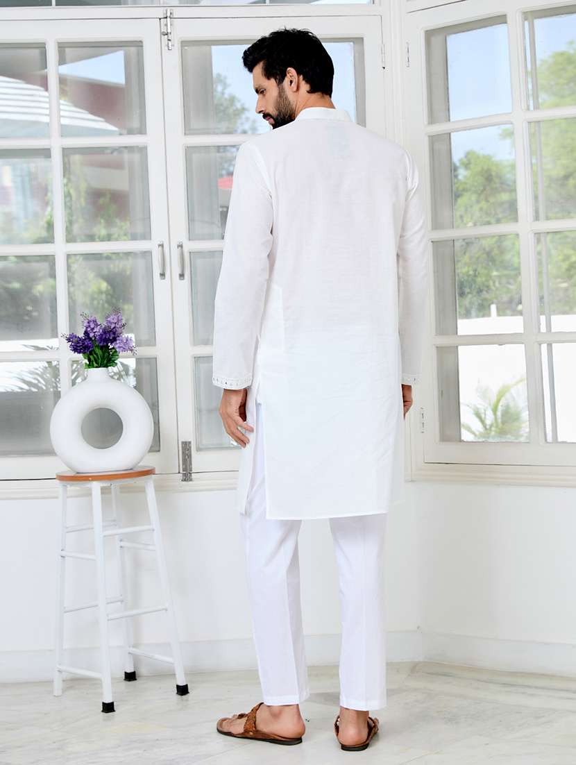 men mandarin neck long sleeve kurta - 22392404 -  Standard Image - 5