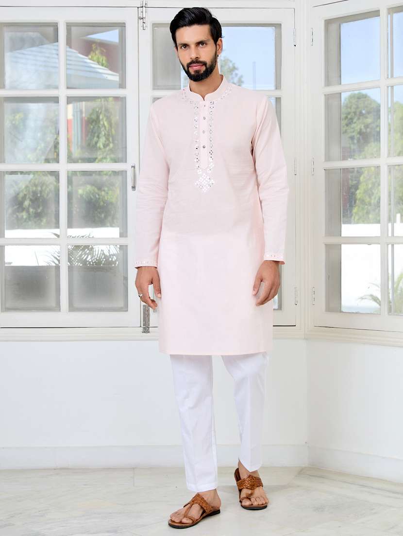men mandarin neck long sleeve kurta