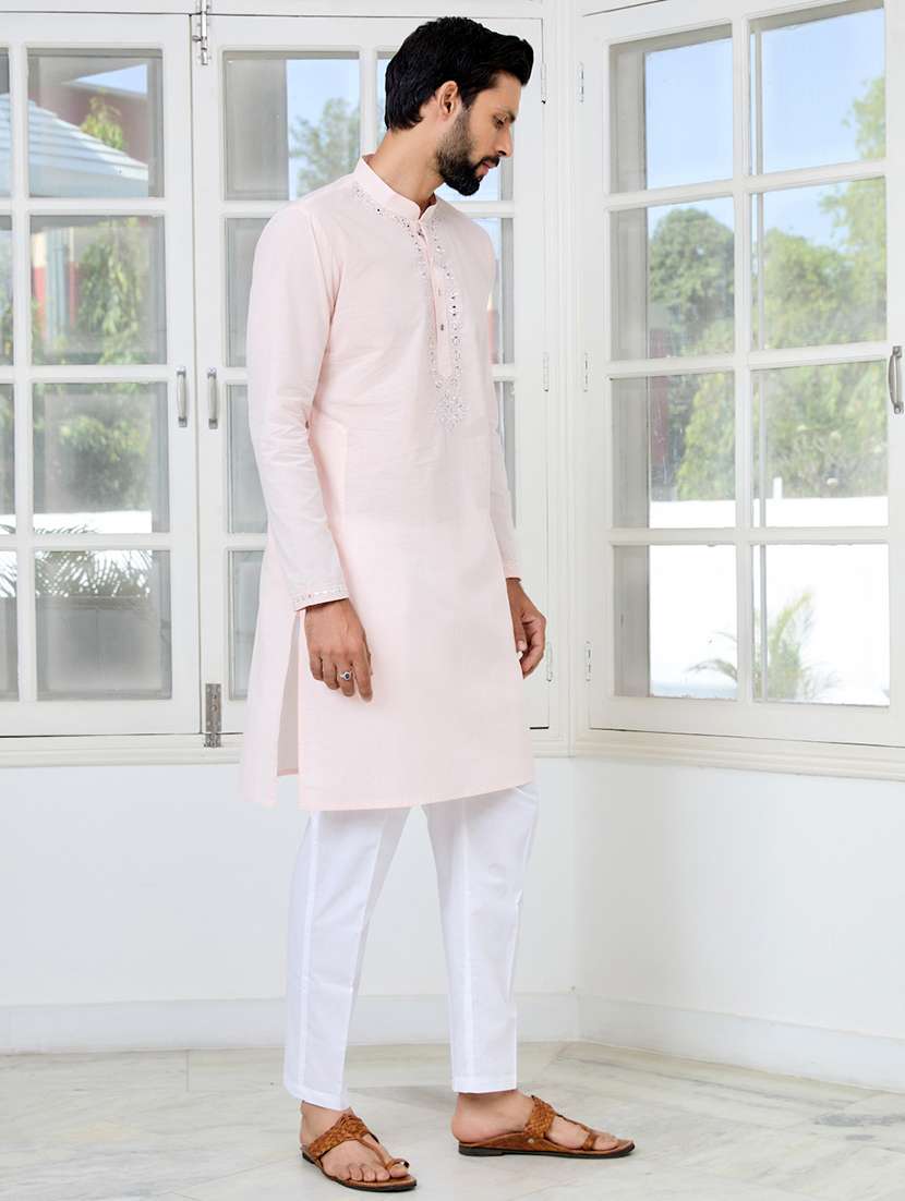 men mandarin neck long sleeve kurta - 22392405 -  Standard Image - 3