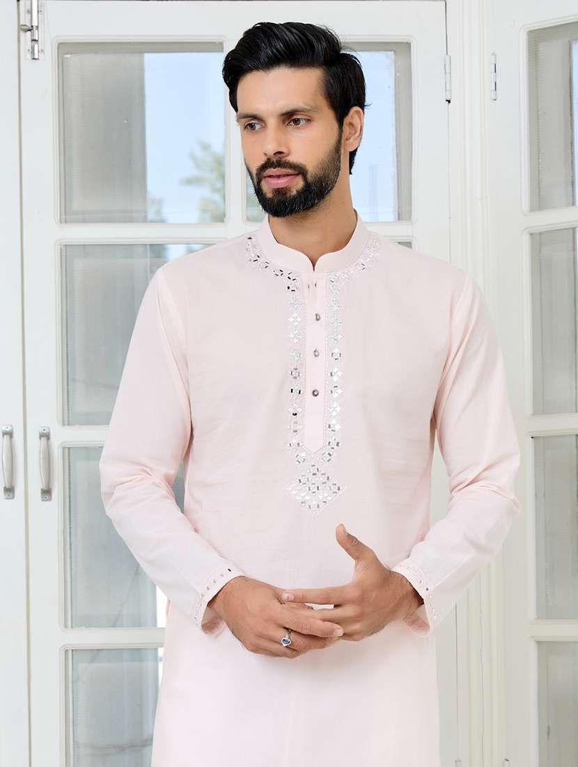 men mandarin neck long sleeve kurta - 22392405 -  Standard Image - 5