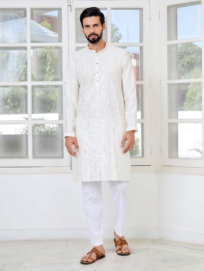 men mandarin neck long sleeve kurta