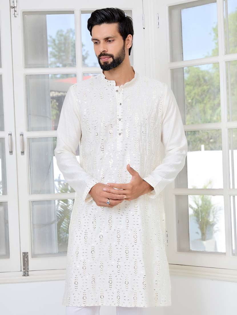 men mandarin neck long sleeve kurta - 22392406 -  Standard Image - 5