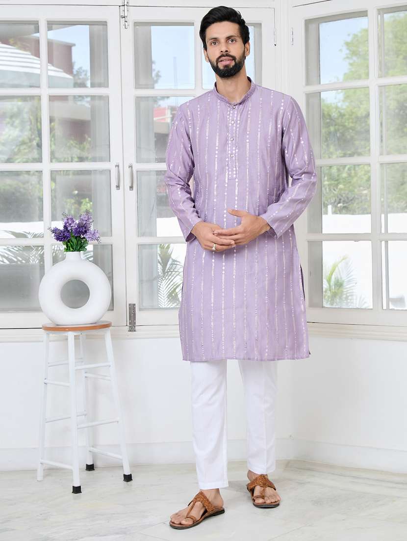 men mandarin neck long sleeve kurta