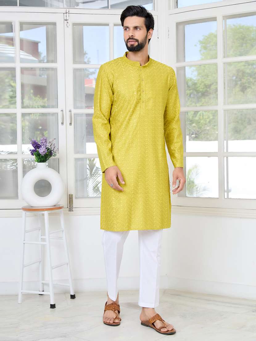 men mandarin neck long sleeve kurta