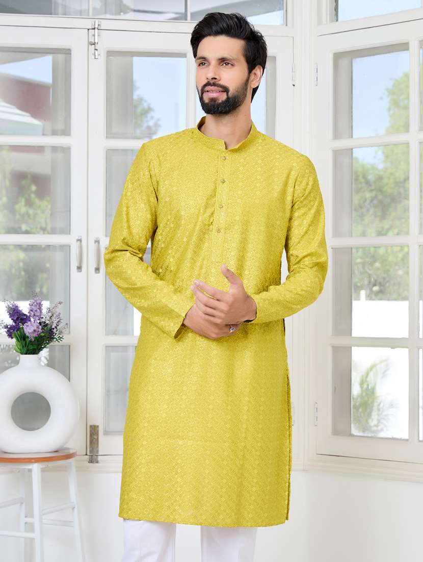 men mandarin neck long sleeve kurta - 22392410 -  Standard Image - 5
