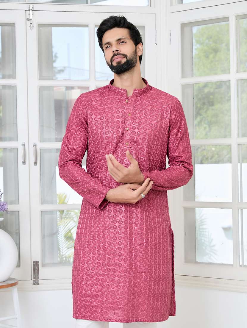 men mandarin neck long sleeve kurta - 22392411 -  Standard Image - 5