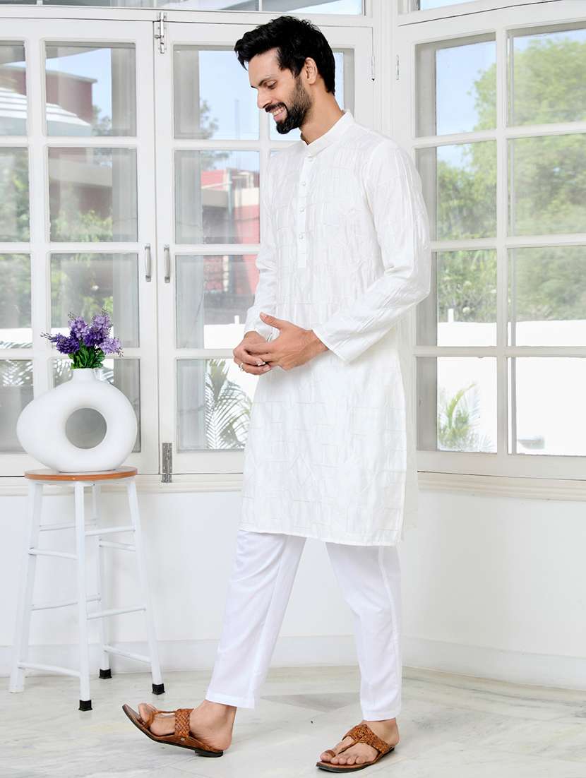men mandarin neck long sleeve kurta - 22392414 -  Standard Image - 3
