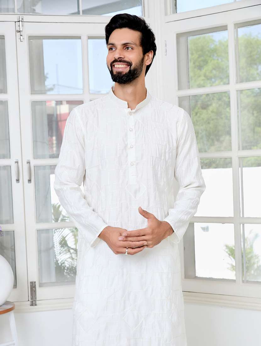 men mandarin neck long sleeve kurta - 22392414 -  Standard Image - 5