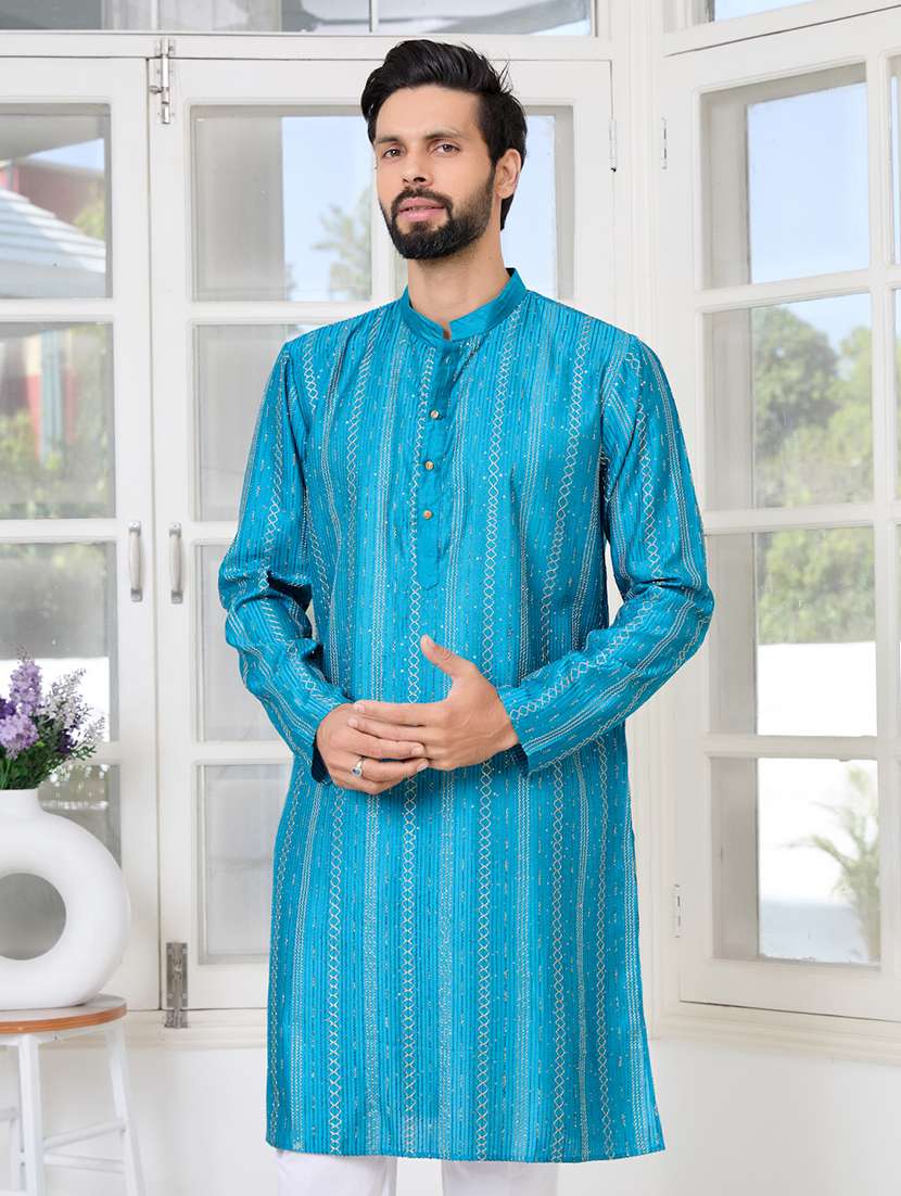 men mandarin neck long sleeve kurta - 22392416 -  Standard Image - 5
