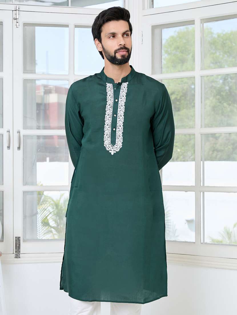 men mandarin neck long sleeve kurta
