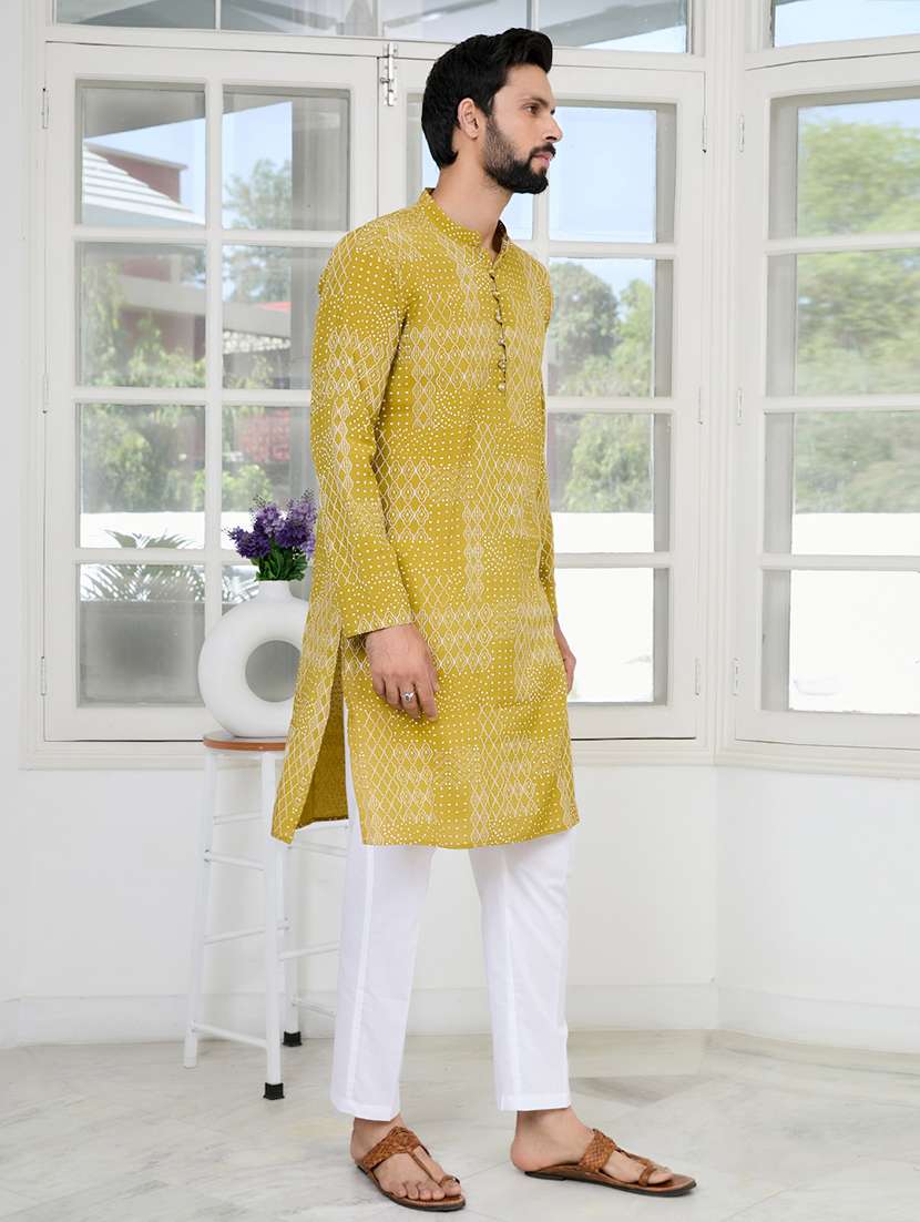 men mandarin neck long sleeve kurta - 22392419 -  Standard Image - 3
