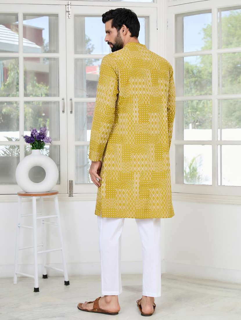 men mandarin neck long sleeve kurta - 22392419 -  Standard Image - 5