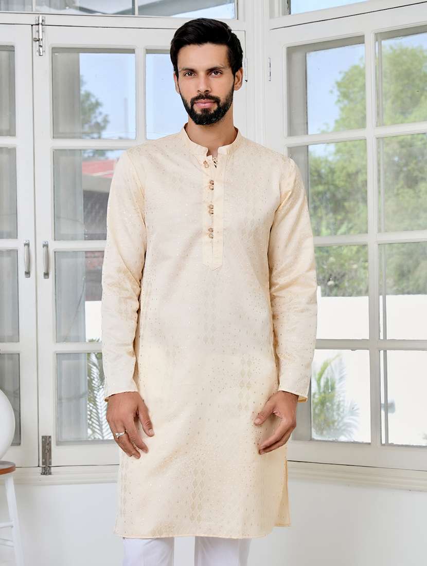 men mandarin neck long sleeve kurta