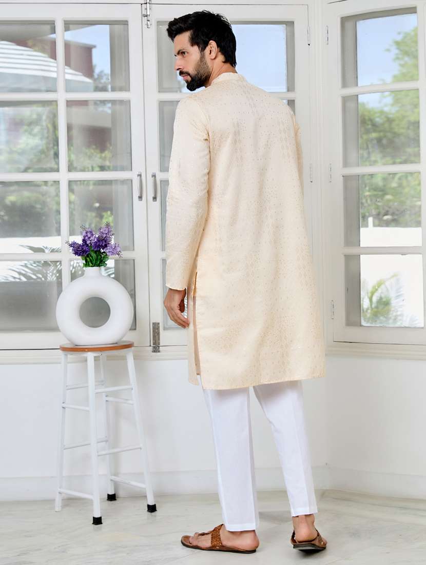 men mandarin neck long sleeve kurta - 22392420 -  Standard Image - 5