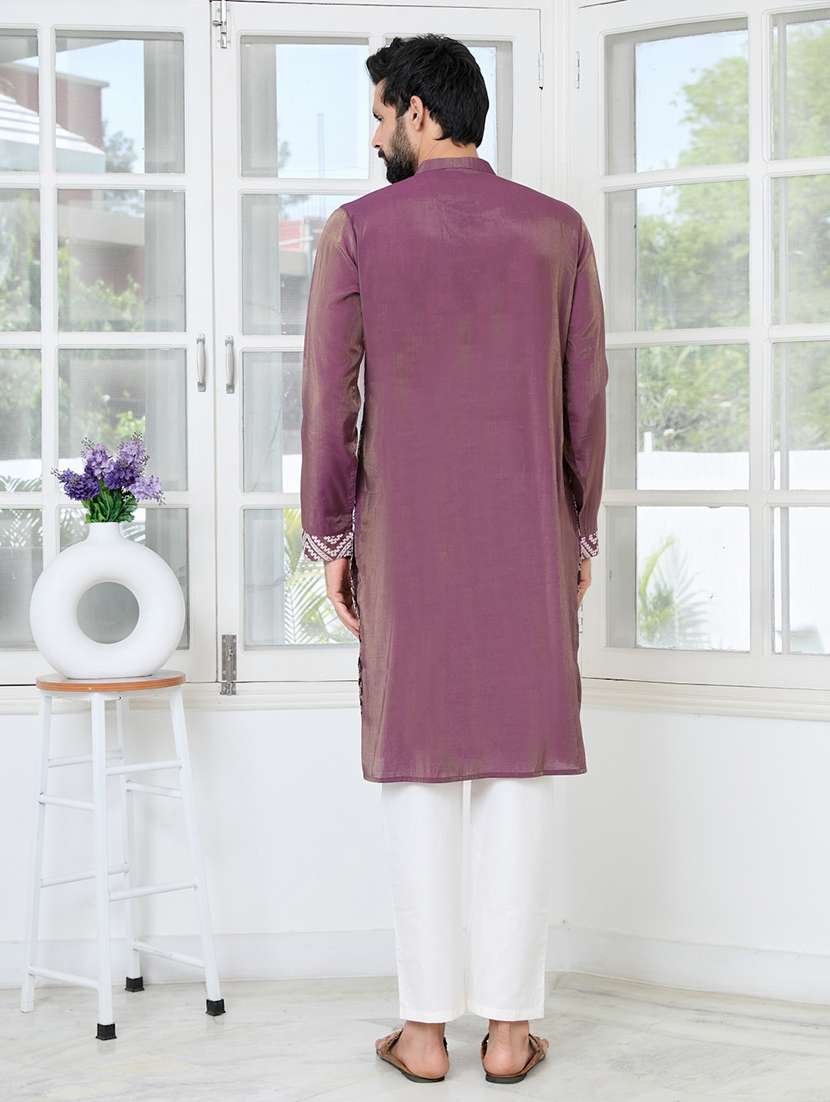 men mandarin neck long sleeve kurta - 22392428 -  Standard Image - 5