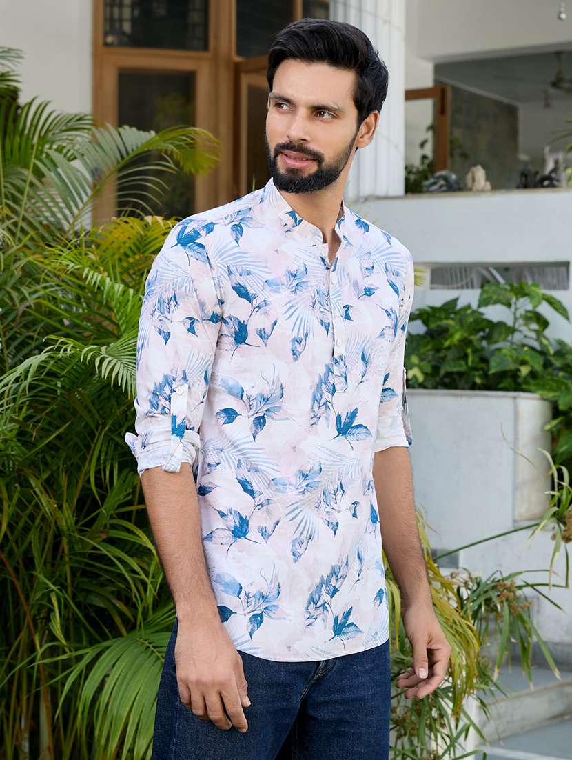  men printed long sleeve short kurta - 22392429 -  Standard Image - 3