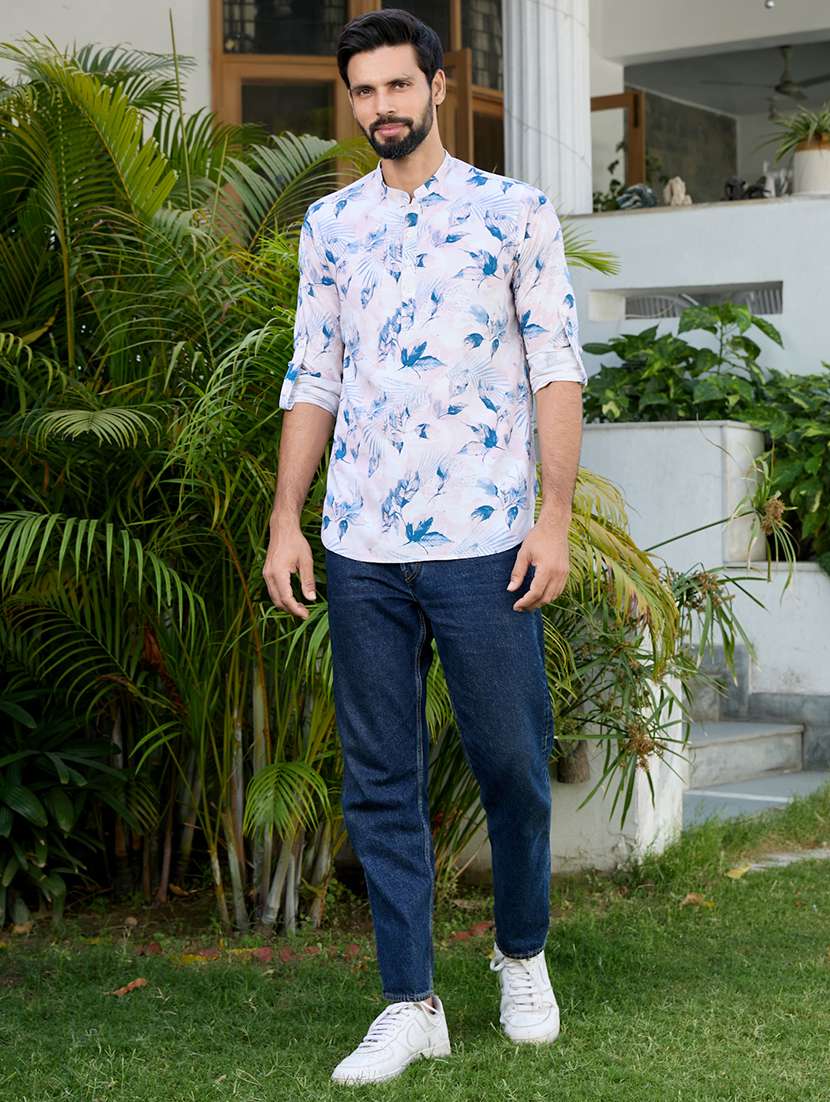  men printed long sleeve short kurta - 22392429 -  Standard Image - 5