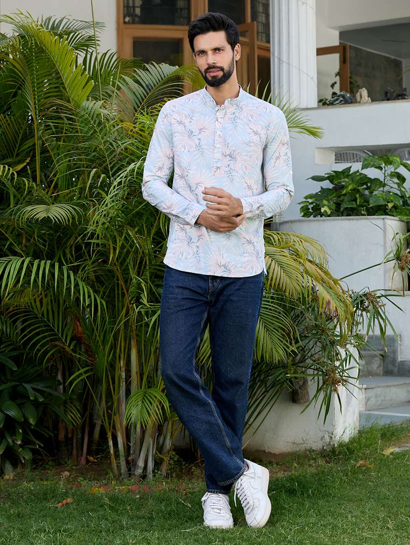 men mandarin neck roll-up sleeve short kurta - 22392431 -  Standard Image - 5