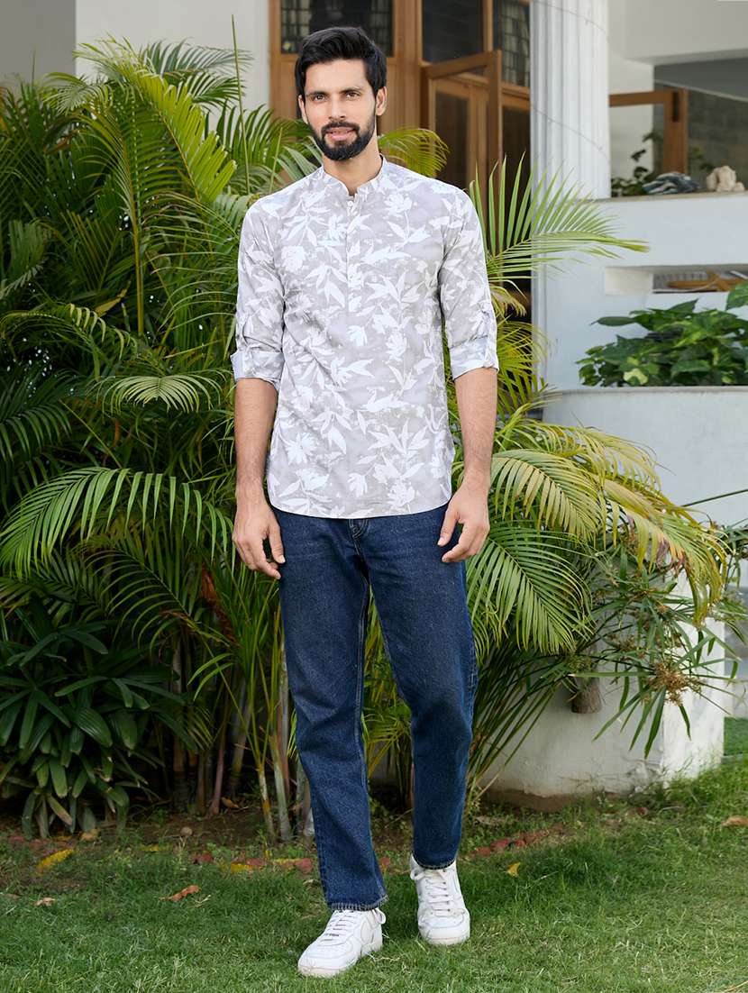 men printed long sleeve short kurta - 22392437 -  Standard Image - 5