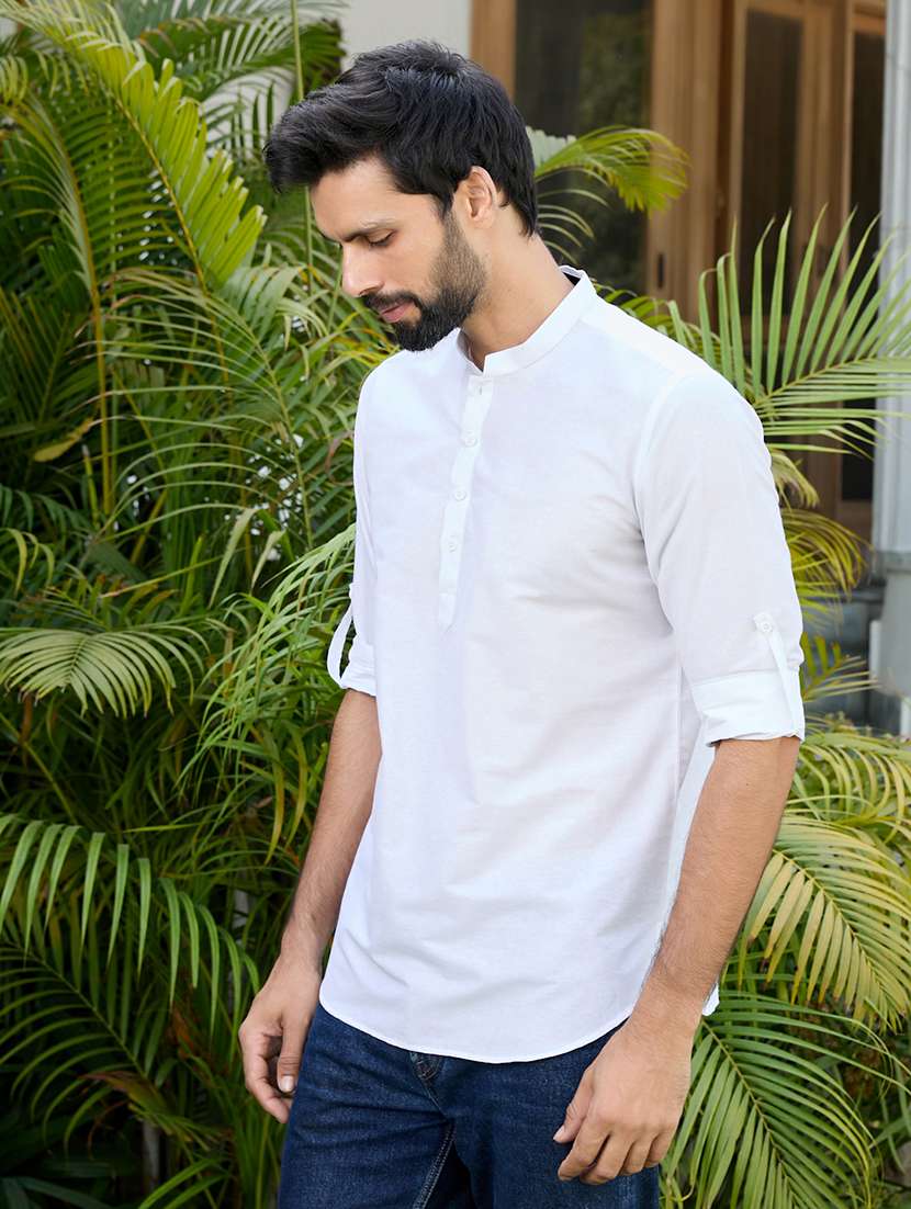 men mandarin neck long sleeve short kurta - 22392445 -  Standard Image - 3