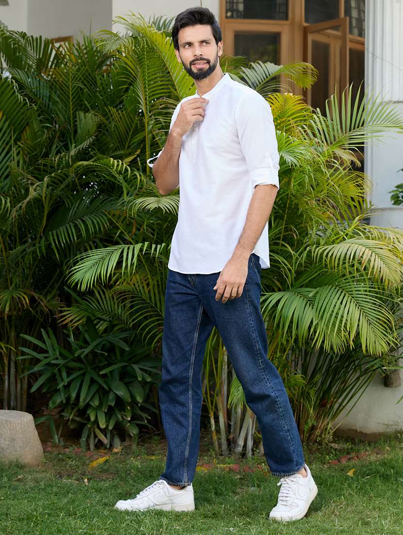 men mandarin neck long sleeve short kurta - 22392445 -  Standard Image - 5