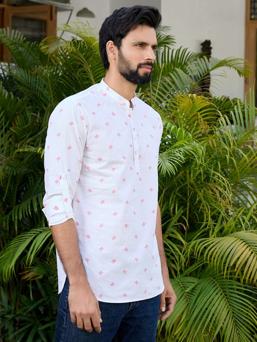 men mandarin neck long sleeve short kurta - 22392447 -  Standard Image - 3
