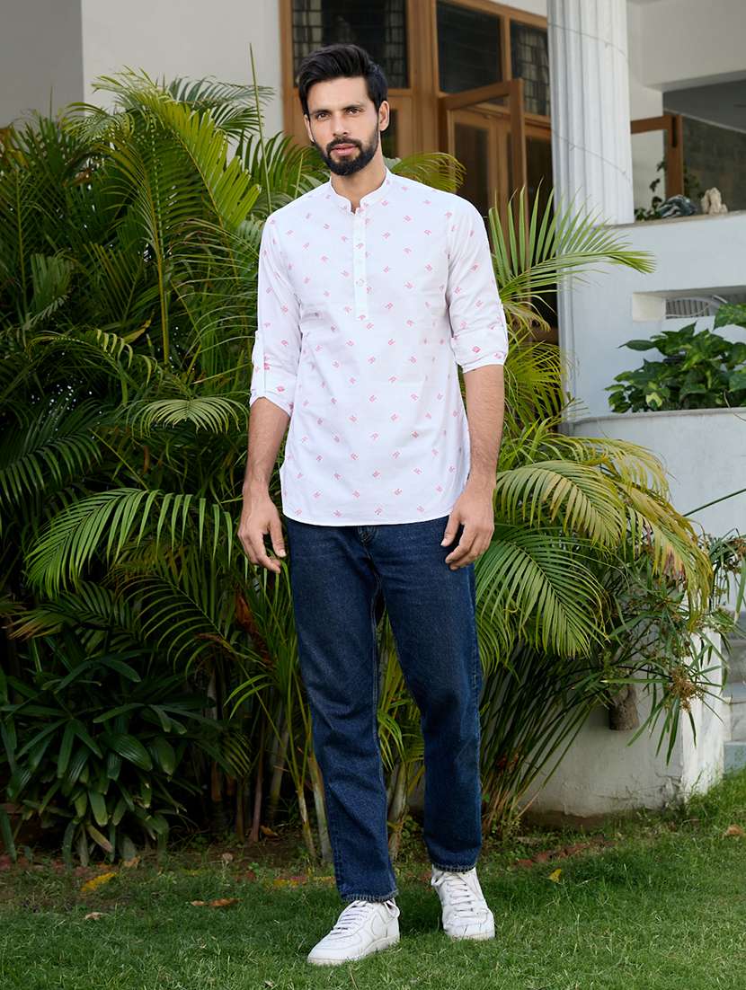 men mandarin neck long sleeve short kurta - 22392447 -  Standard Image - 5