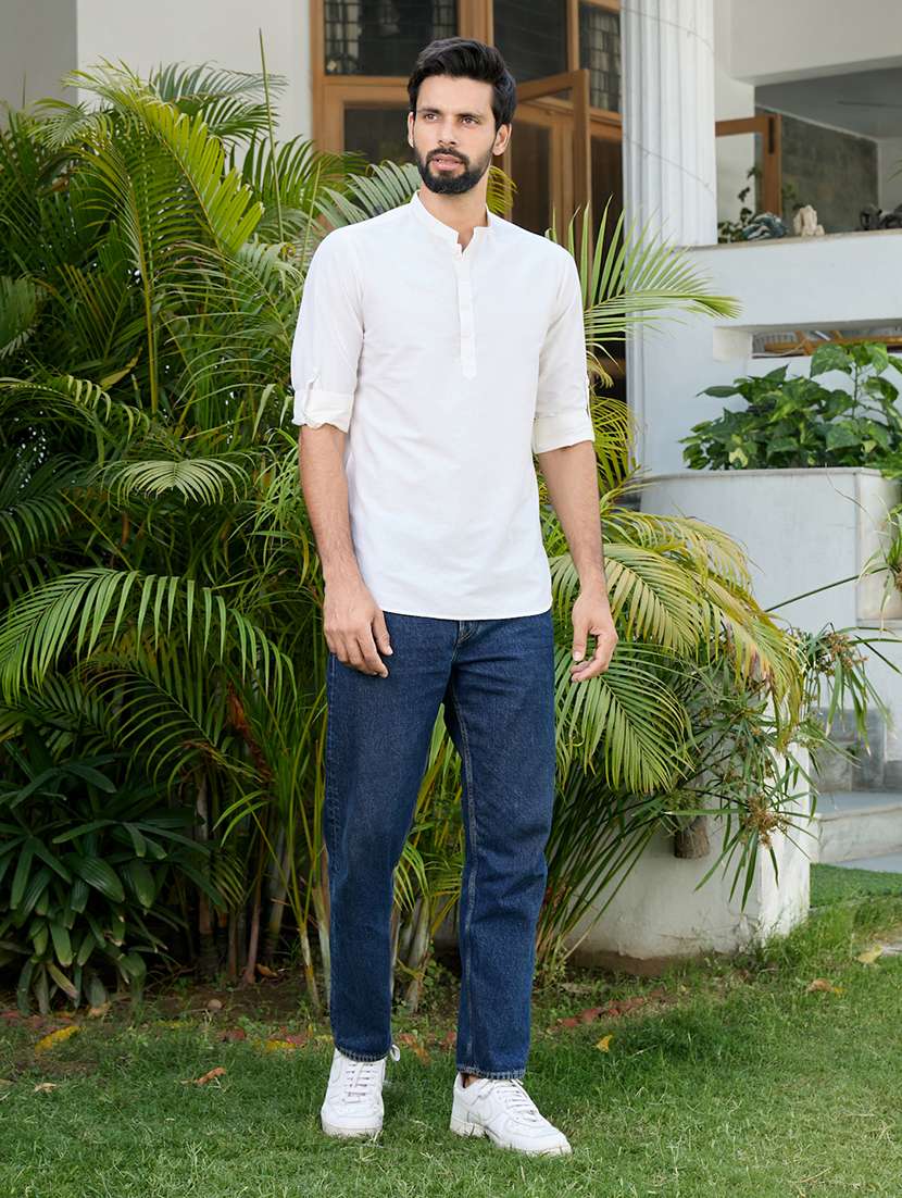 men mandarin neck long sleeve short kurta - 22392454 -  Standard Image - 5