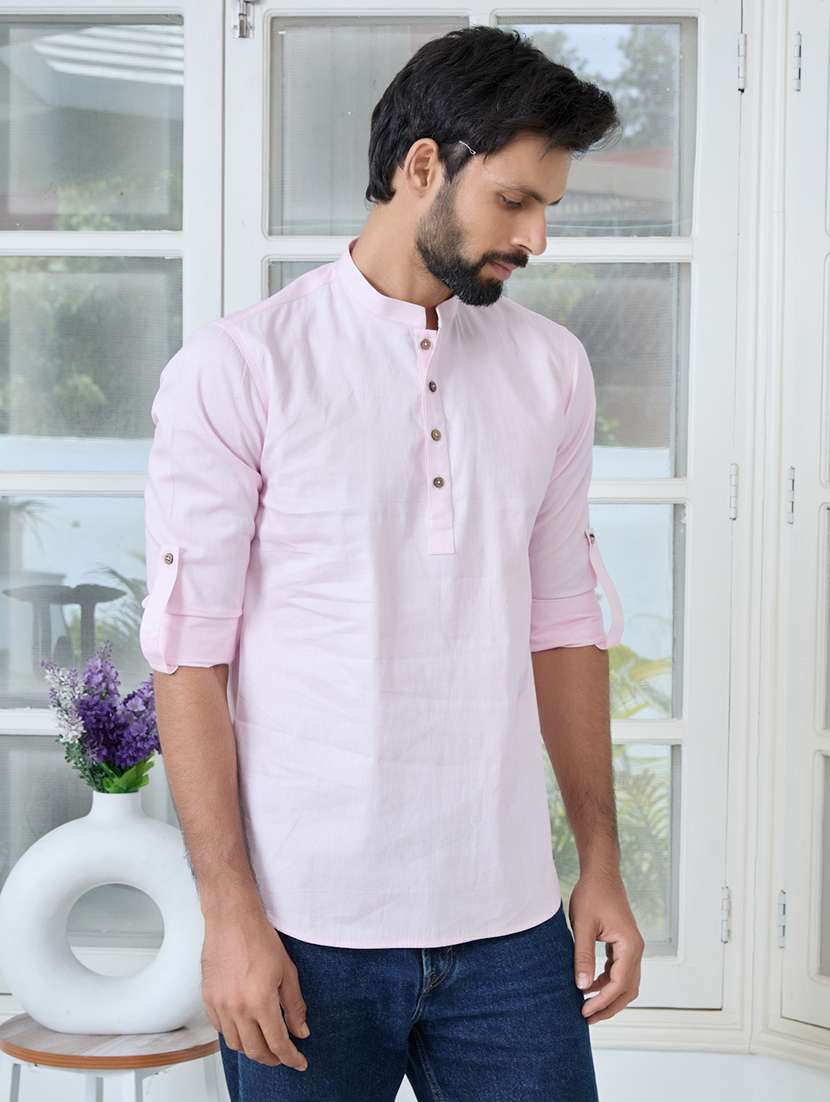 men mandarin neck long sleeve short kurta - 22392483 -  Standard Image - 3