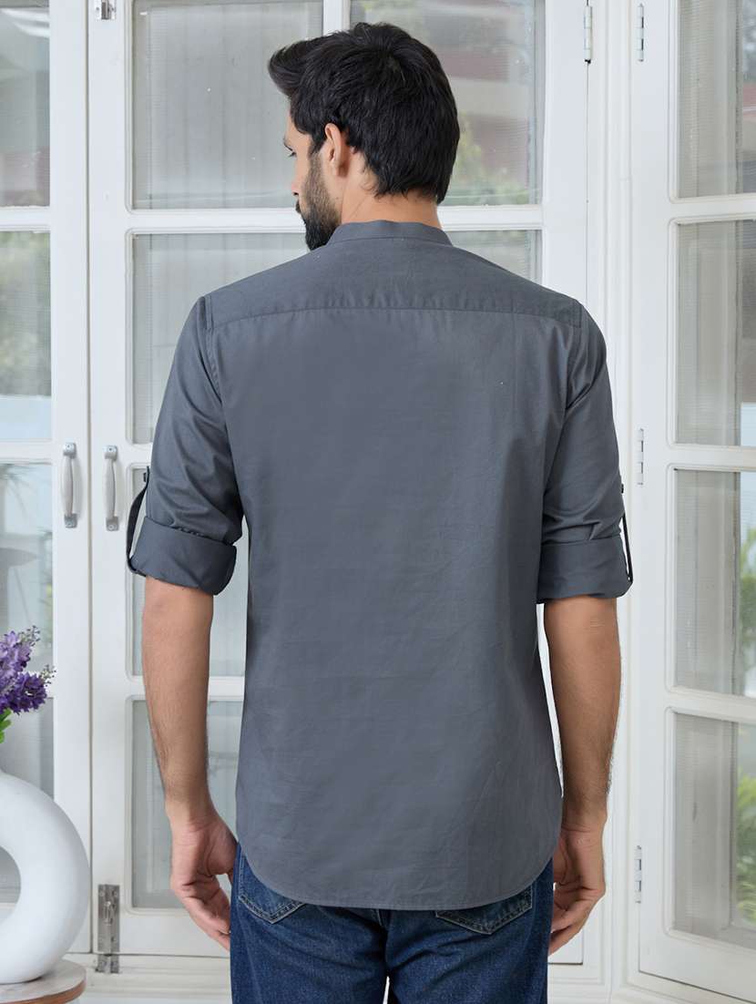 men mandarin neck long sleeve short kurta - 22392484 -  Standard Image - 3