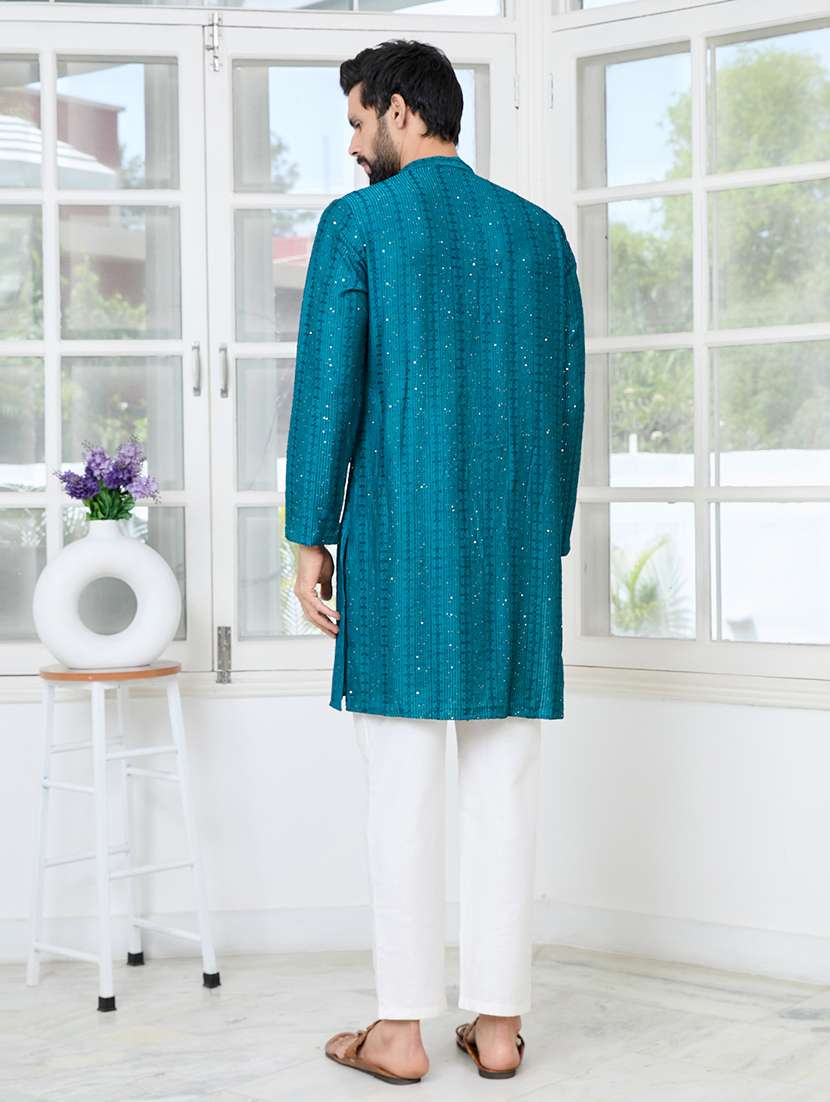 men mandarin neck long sleeve short kurta - 22392490 -  Standard Image - 5