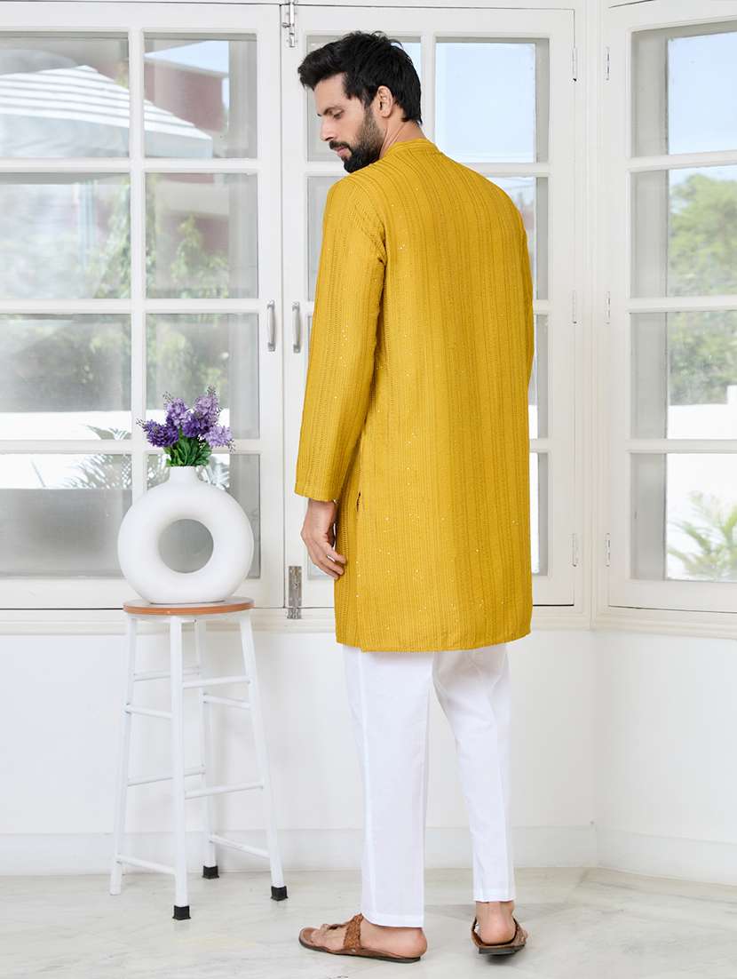 men mandarin neck long sleeve short kurta - 22392494 -  Standard Image - 5