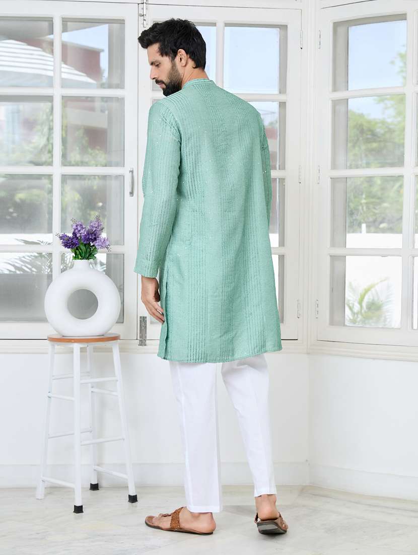 men mandarin neck long sleeve short kurta - 22392495 -  Standard Image - 5