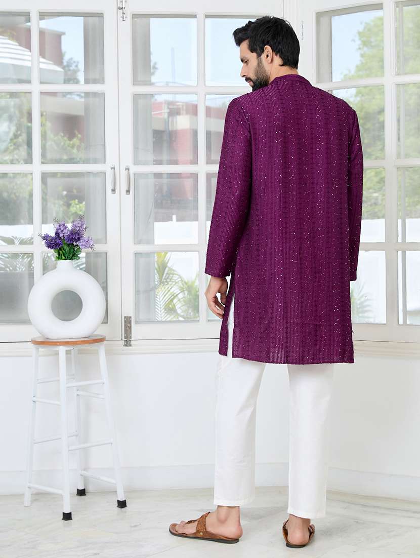men mandarin neck long sleeve short kurta - 22392496 -  Standard Image - 5