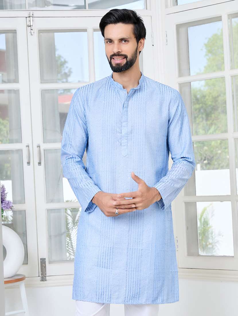 men mandarin neck long sleeve  kurta