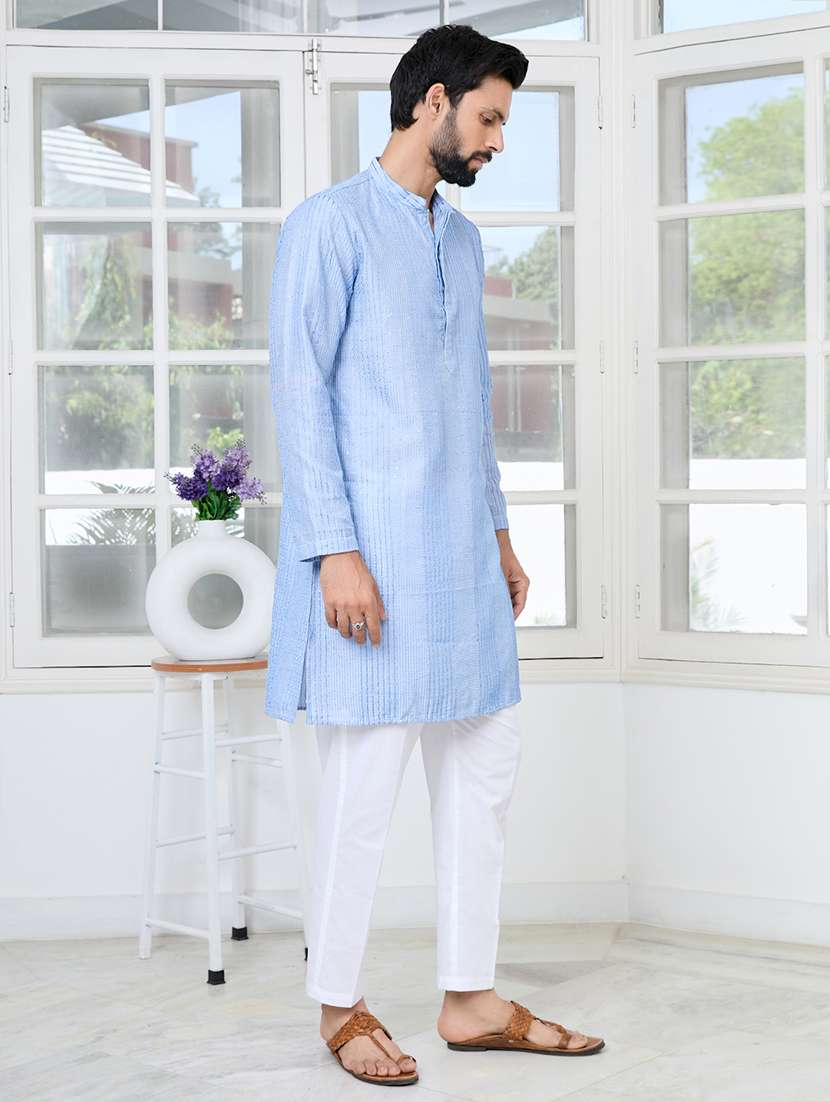 men mandarin neck long sleeve  kurta - 22392497 -  Standard Image - 3