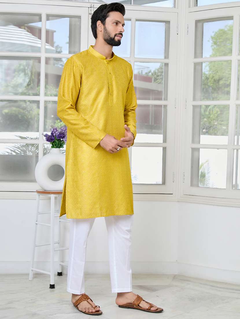 men mandarin neck long sleeve short kurta - 22392498 -  Standard Image - 3