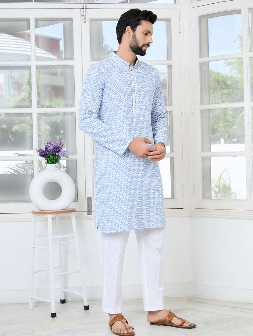 men mandarin neck long sleeve short kurta - 22392502 -  Standard Image - 3
