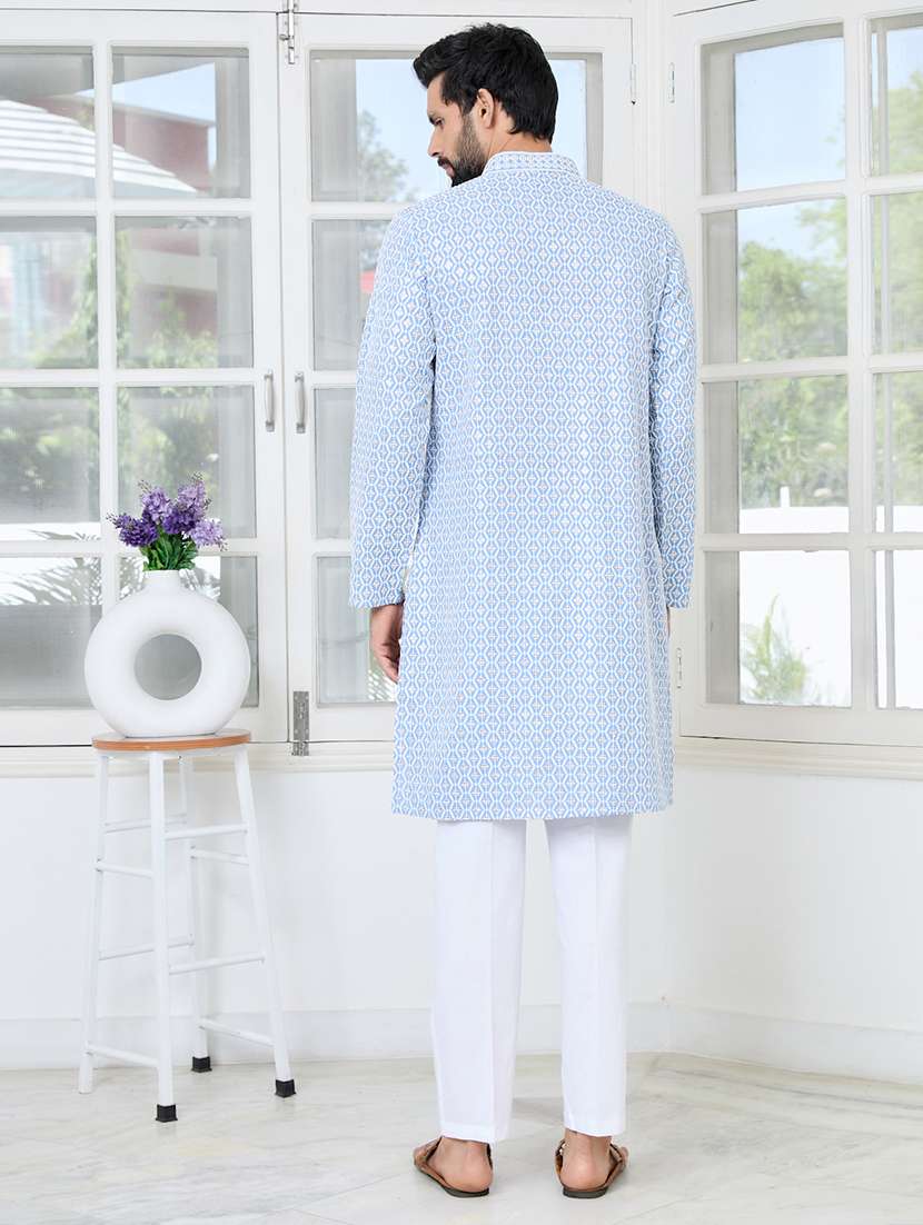 men mandarin neck long sleeve short kurta - 22392502 -  Standard Image - 5