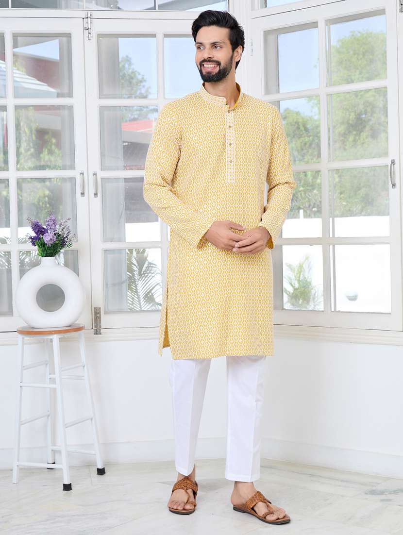 men mandarin neck long sleeve short kurta - 22392503 -  Standard Image - 3