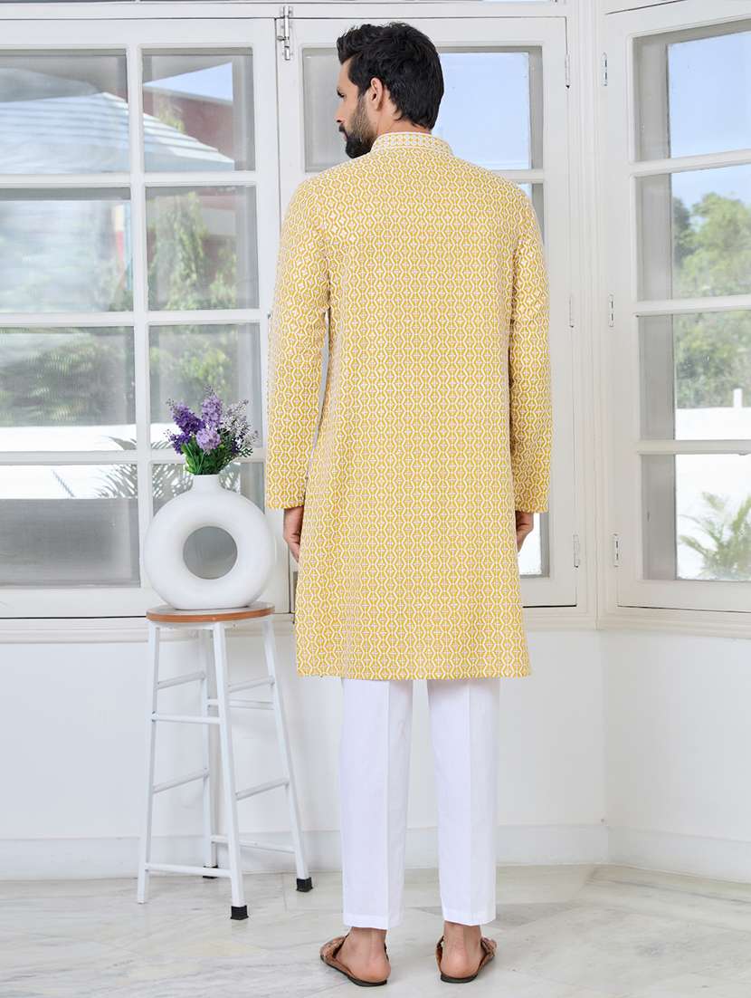 men mandarin neck long sleeve short kurta - 22392503 -  Standard Image - 5