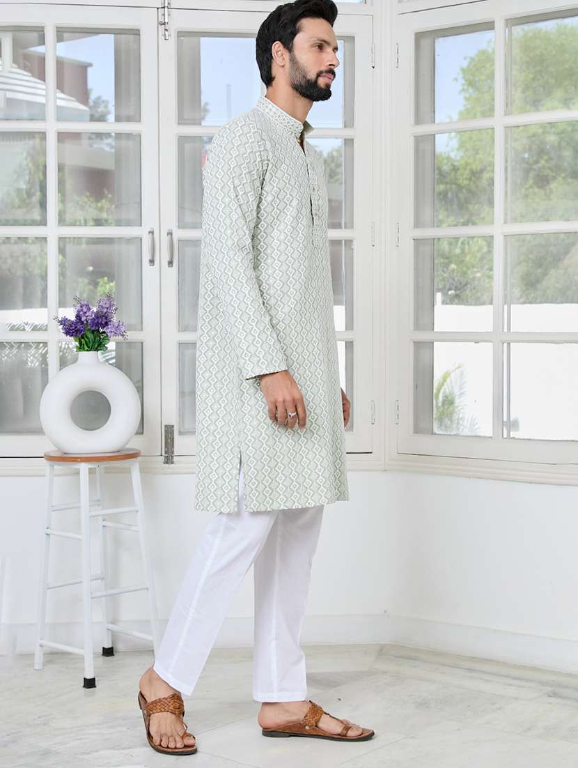 men mandarin neck long sleeve short kurta - 22392504 -  Standard Image - 3
