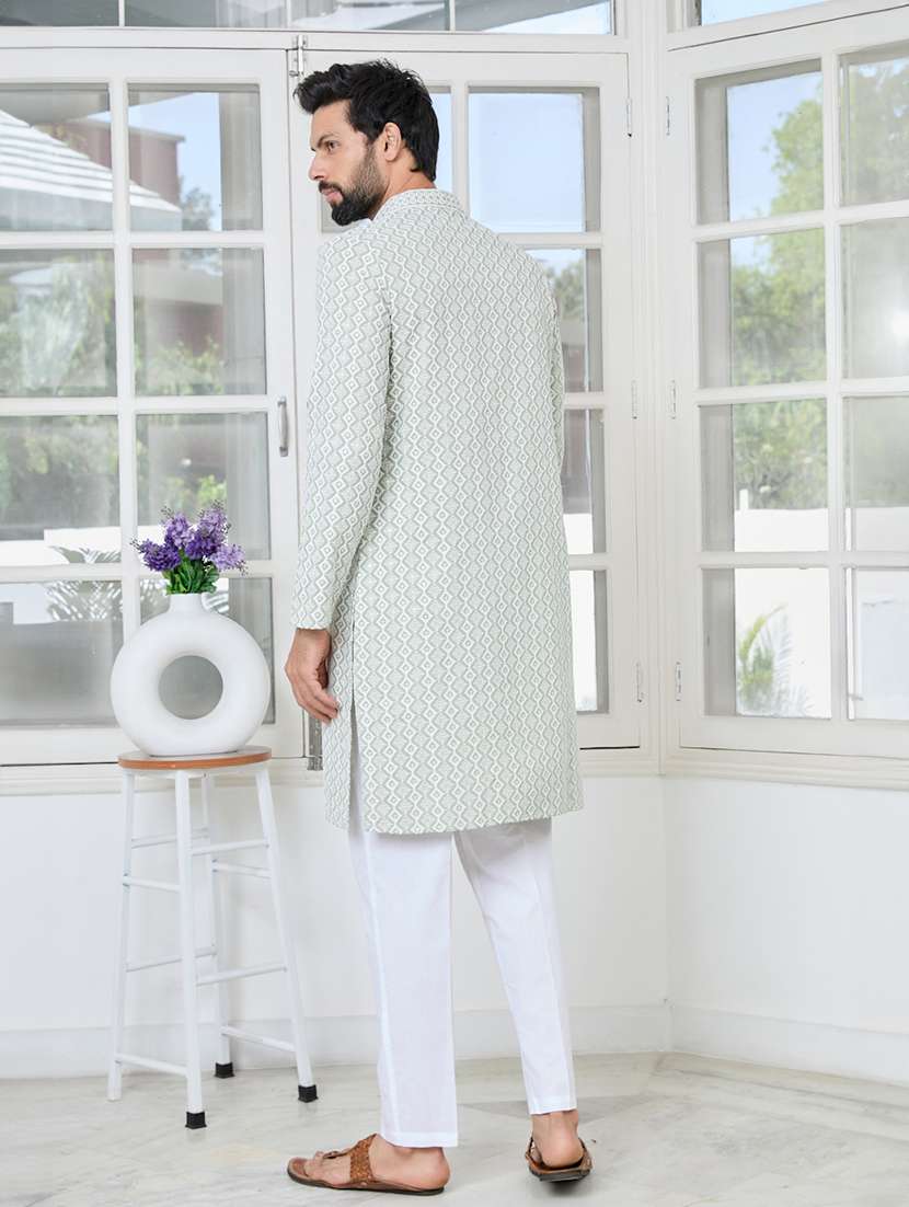 men mandarin neck long sleeve short kurta - 22392504 -  Standard Image - 5